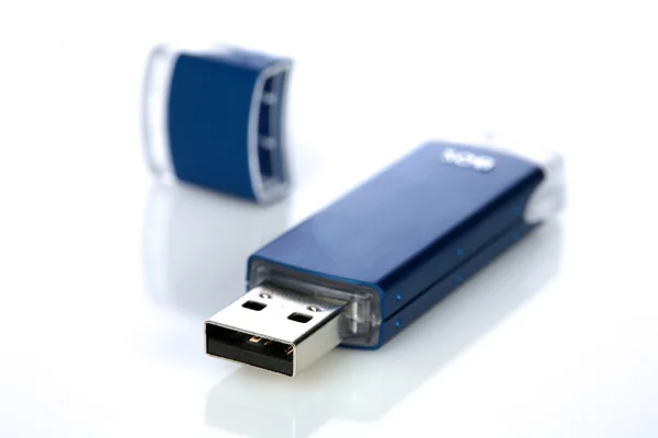 Közeli kép: kék pendrive — Stock Fotó