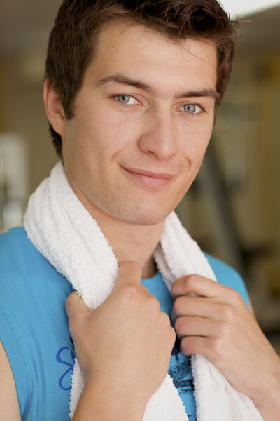 Man with powel smiling