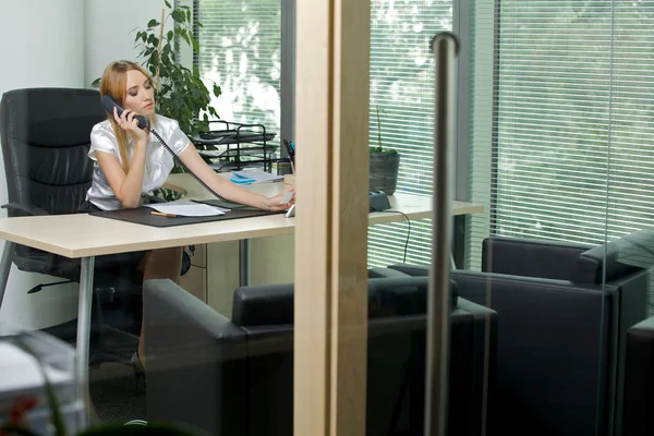 Businesswoman pomocí telefonu — Stock fotografie