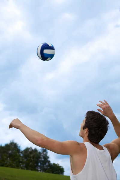 Young man with valleyball — Stock Photo, Image