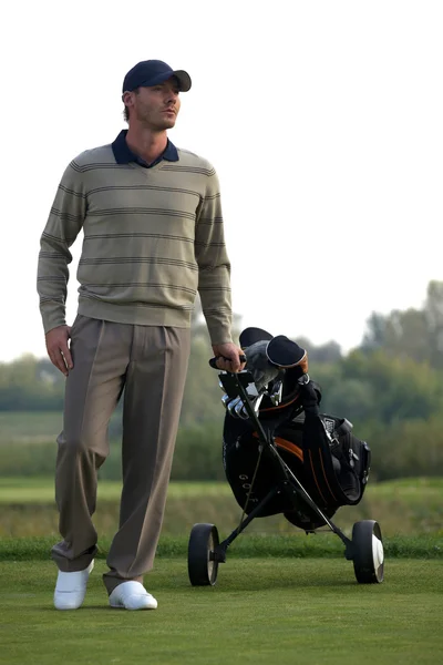 Man carrying trolley — Stock Photo, Image