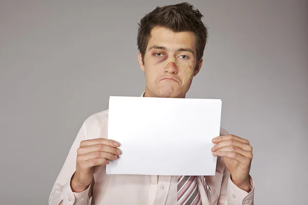 Businessman holding document — Stock Photo, Image