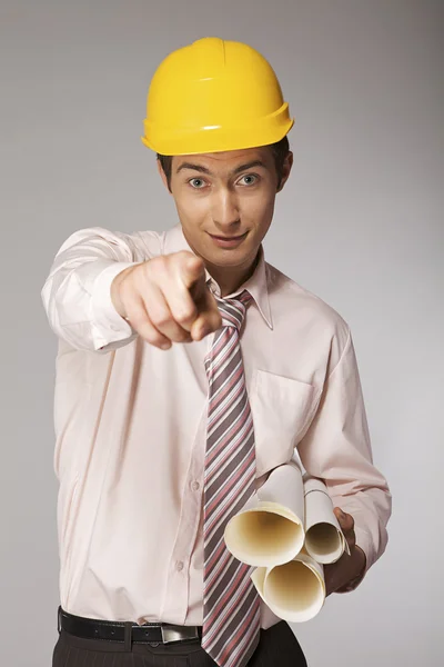 Engineer pointing at you — Stock Photo, Image