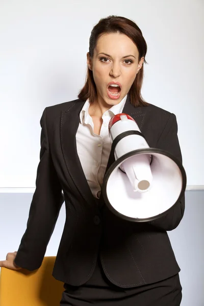 Young businesswoman shouting — Stock Photo, Image