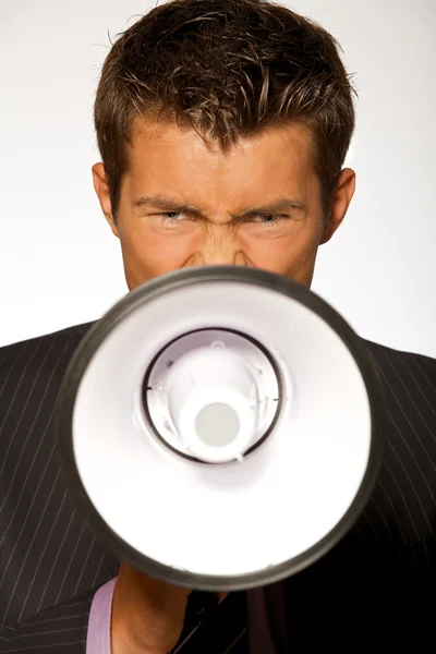 Young Businessman shouting — Stock Photo, Image