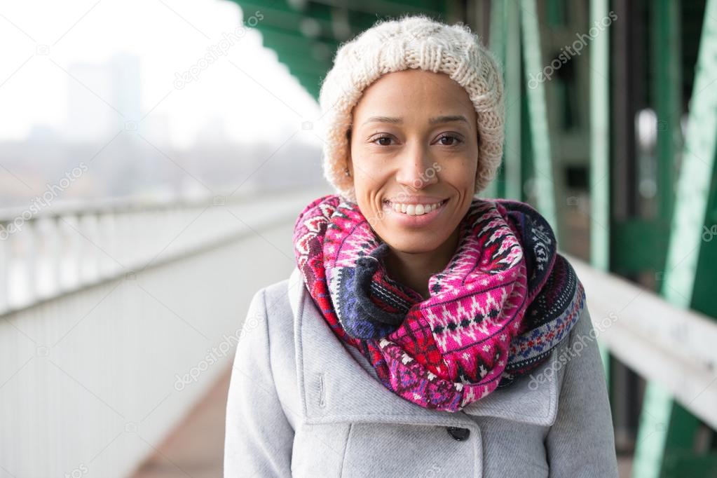 woman in warm clothing standing