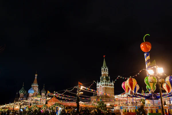 Beautiful Colorful New Year Illumination Red Square — Stock Photo, Image