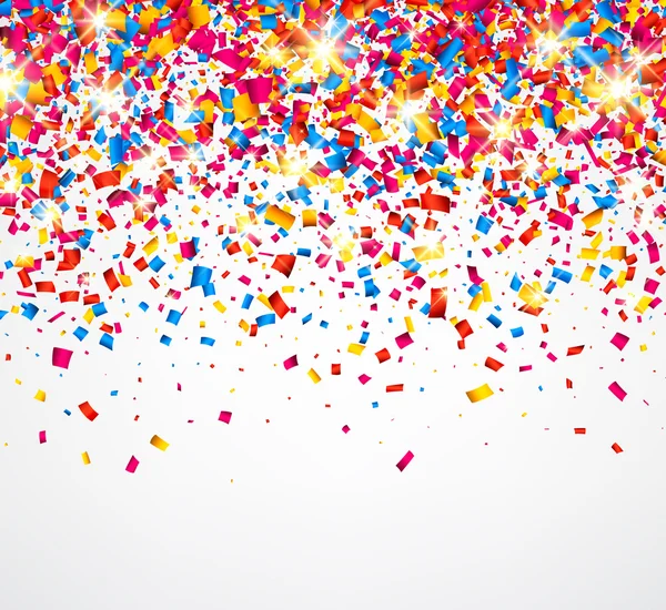 Vit festliga bakgrund med färg konfetti — Stock vektor