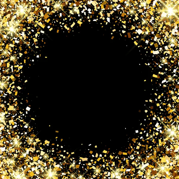 Чорний святковий фон із золотою конфетті — стоковий вектор