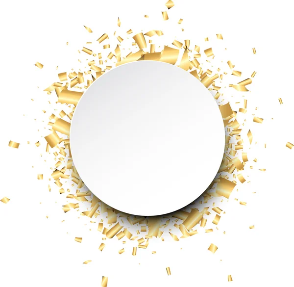 Round background with golden confetti — Stock Vector