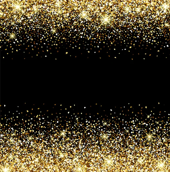 Fondo abstracto negro con confeti dorado — Vector de stock