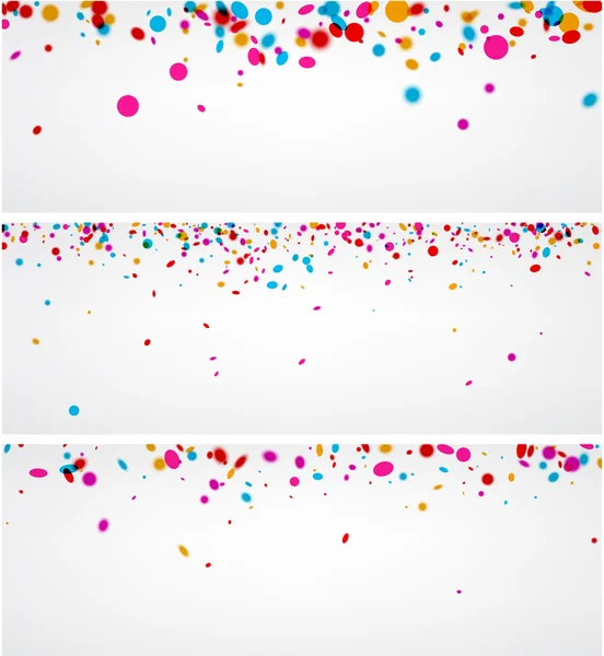 Banners con confeti de color . — Vector de stock