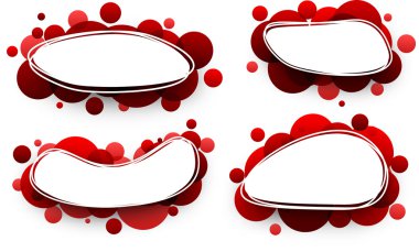 Kırmızı kabarcıklar ile oval arka planlar.