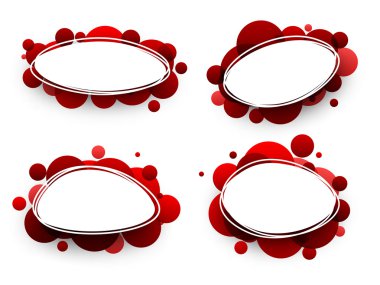 Kırmızı kabarcıklar ile oval arka planlar.