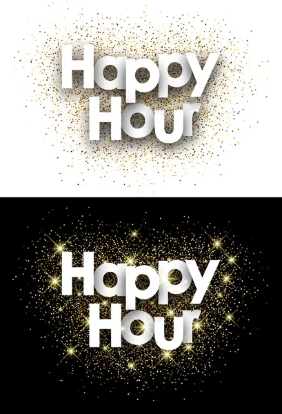 Tarjeta de papel Happy hour . — Vector de stock