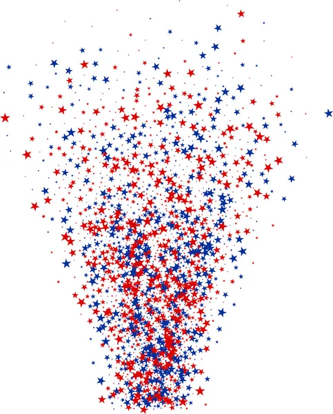 Фон с фонтаном из красных и синих звезд . — стоковый вектор