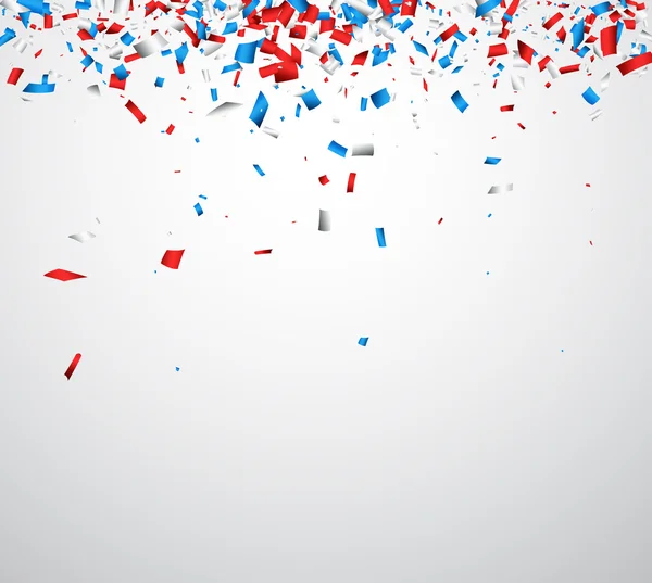 Fond rouge, blanc, bleu confettis . — Image vectorielle