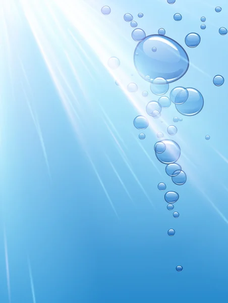 Blått vann bakgrunn med bobler – stockvektor