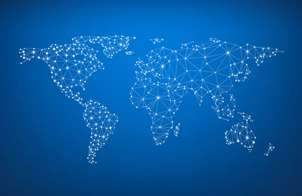 Kaart van de wereld van de wereldwijde communicatie. — Stockvector
