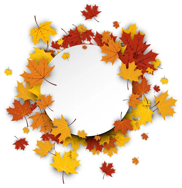 Outono redondo fundo com folhas de bordo . — Vetor de Stock