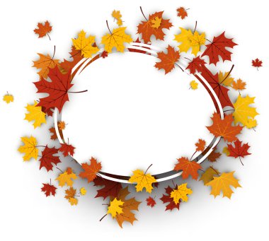 Akçaağaç yaprakları ile sonbahar oval arka plan. 