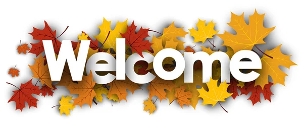 Bannière de bienvenue avec feuilles d'érable . — Image vectorielle