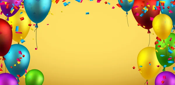 Background with balloons and confetti. — Stock Vector