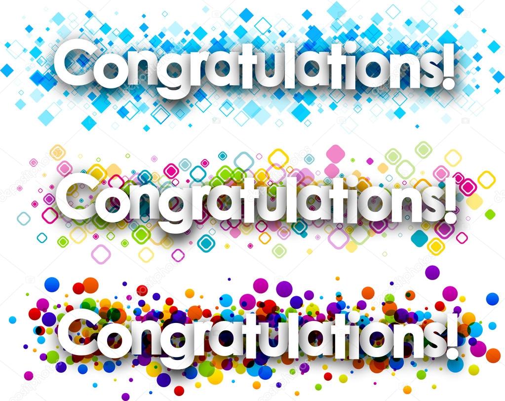 Congratulations colour banners set.