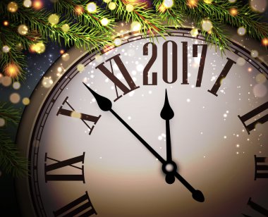 2017 yeni yıl arka plan ile masa saati. 