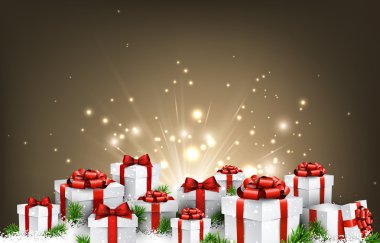 Christmas background with gifts. clipart