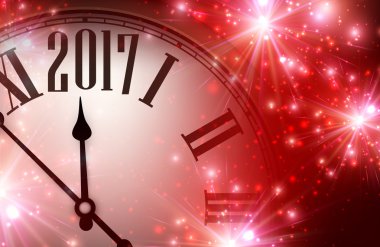 2017 year background with clock.  clipart