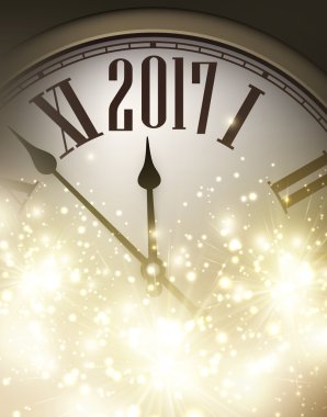 2017 yeni yıl arka plan ile masa saati. 