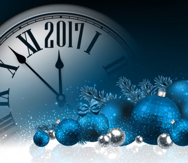 2017 yeni yıl arka plan ile masa saati. 