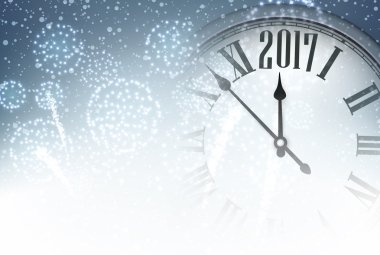 2017 yeni yıl arka plan ile masa saati. 