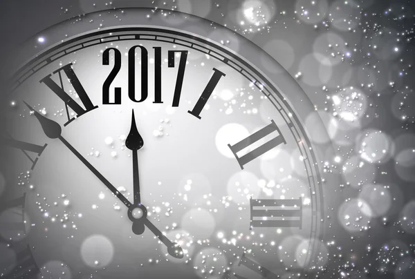 2017 New Year background with clock. — Stock Vector