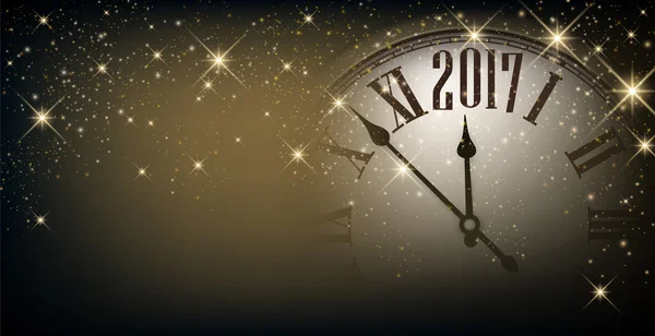 2017 Новорічний банер з годинником . — стоковий вектор