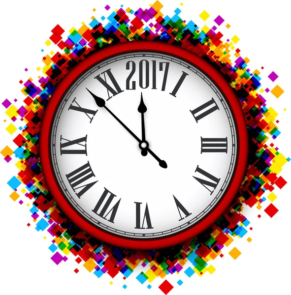 2017 Nouvel An horloge fond . — Image vectorielle