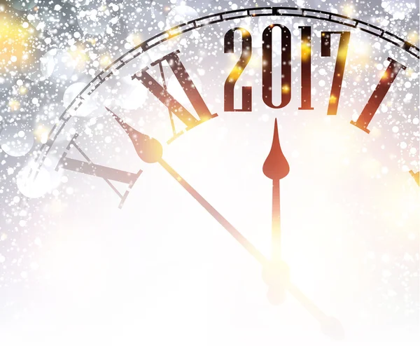 2017 New Year background with clock. — Stock Vector