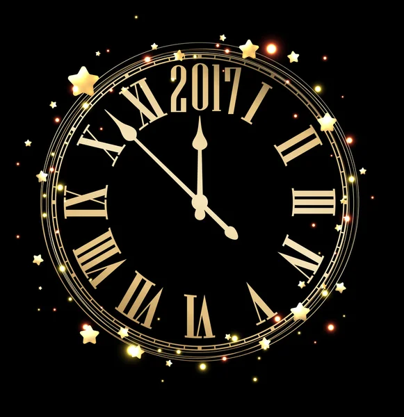 2017 new year background with clock. — Stock Vector