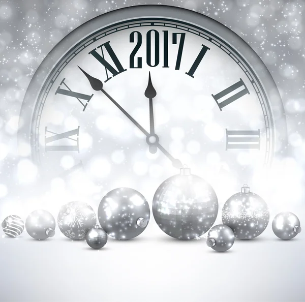 2017 Новорічний фон з годинником . — стоковий вектор