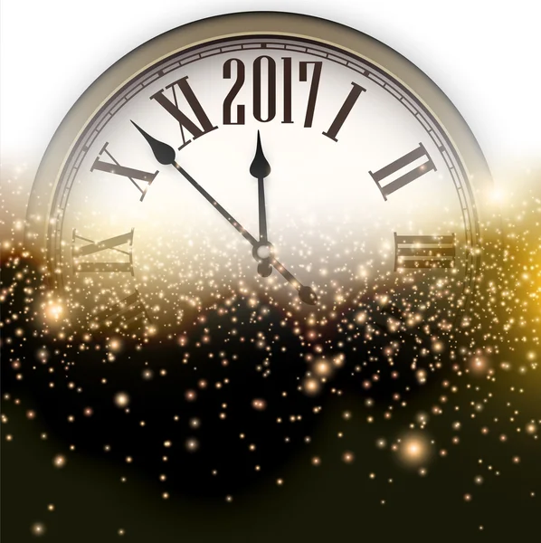 2017 Nouvel An fond avec horloge . — Image vectorielle