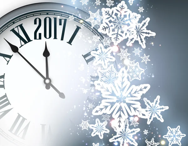 Fondo de año nuevo 2017 con reloj . — Archivo Imágenes Vectoriales