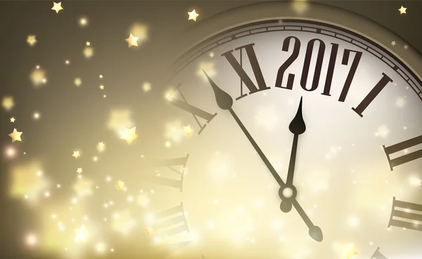 Bannière 2017 année avec horloge . — Image vectorielle