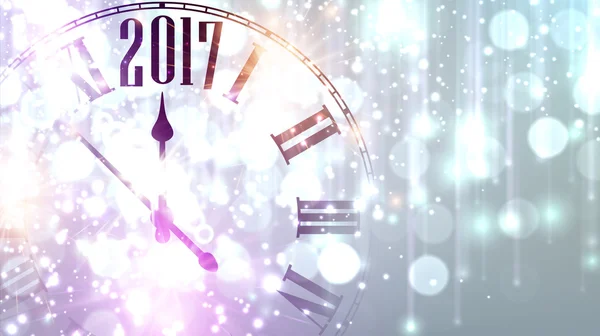 2017 New Year banner with clock. — Stock Vector