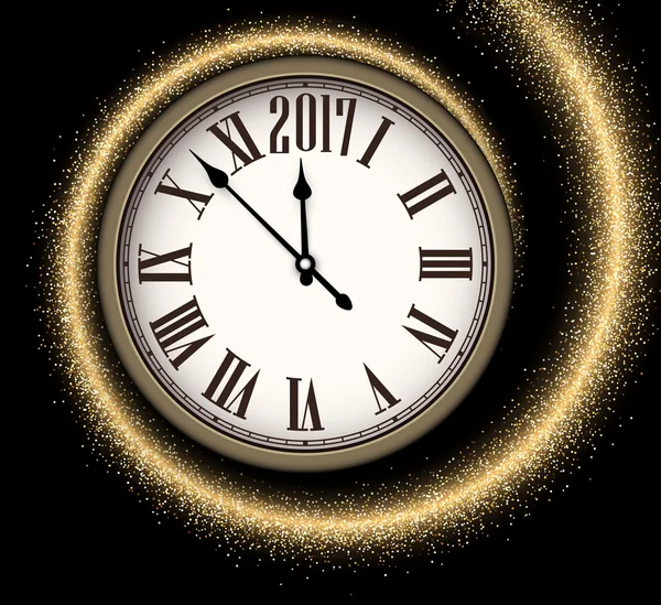 Noir 2017 Nouvel An horloge fond . — Image vectorielle