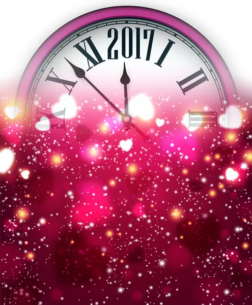 2017 Nouvel An fond avec horloge . — Image vectorielle