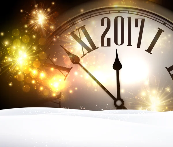 2017 year background with clock. — Stock Vector