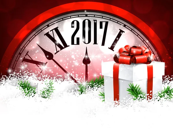 Fondo de año nuevo 2017 con reloj . — Archivo Imágenes Vectoriales