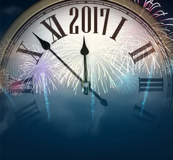 2017 New Year background with clock. — Stock Vector