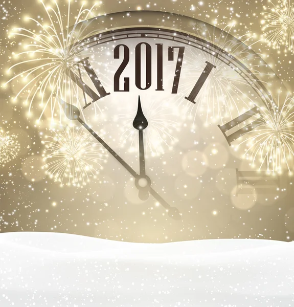 2017 New Year background with clock. — Stock Vector